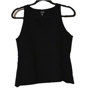 Eileen Fisher Black Tank Top V Neck‎ Cami Sleeveless Viscose Blend Size Medium